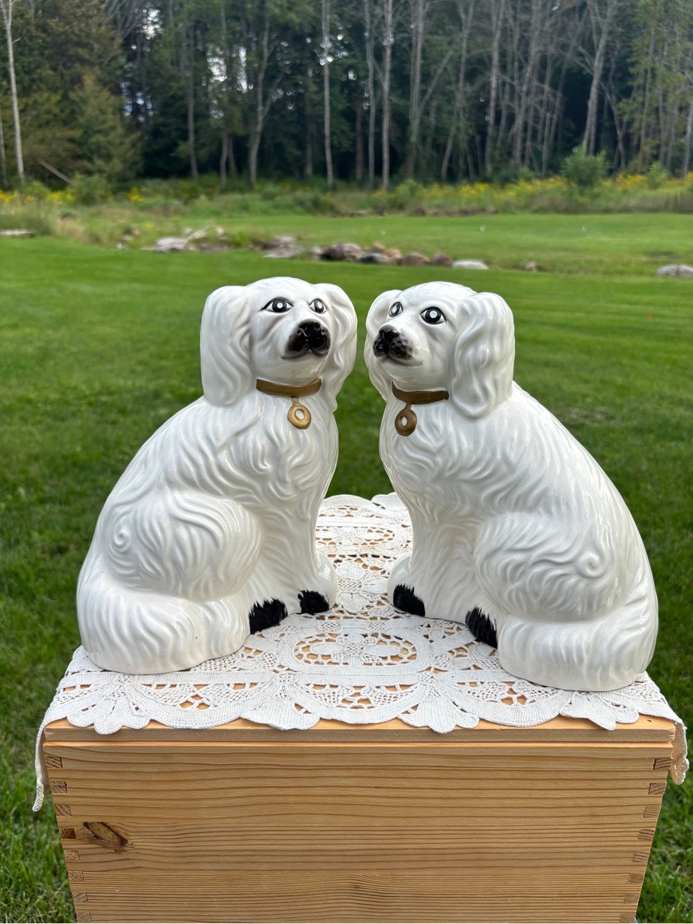 Vintage Classic Pair of Staffordshire Reproduction Dogs